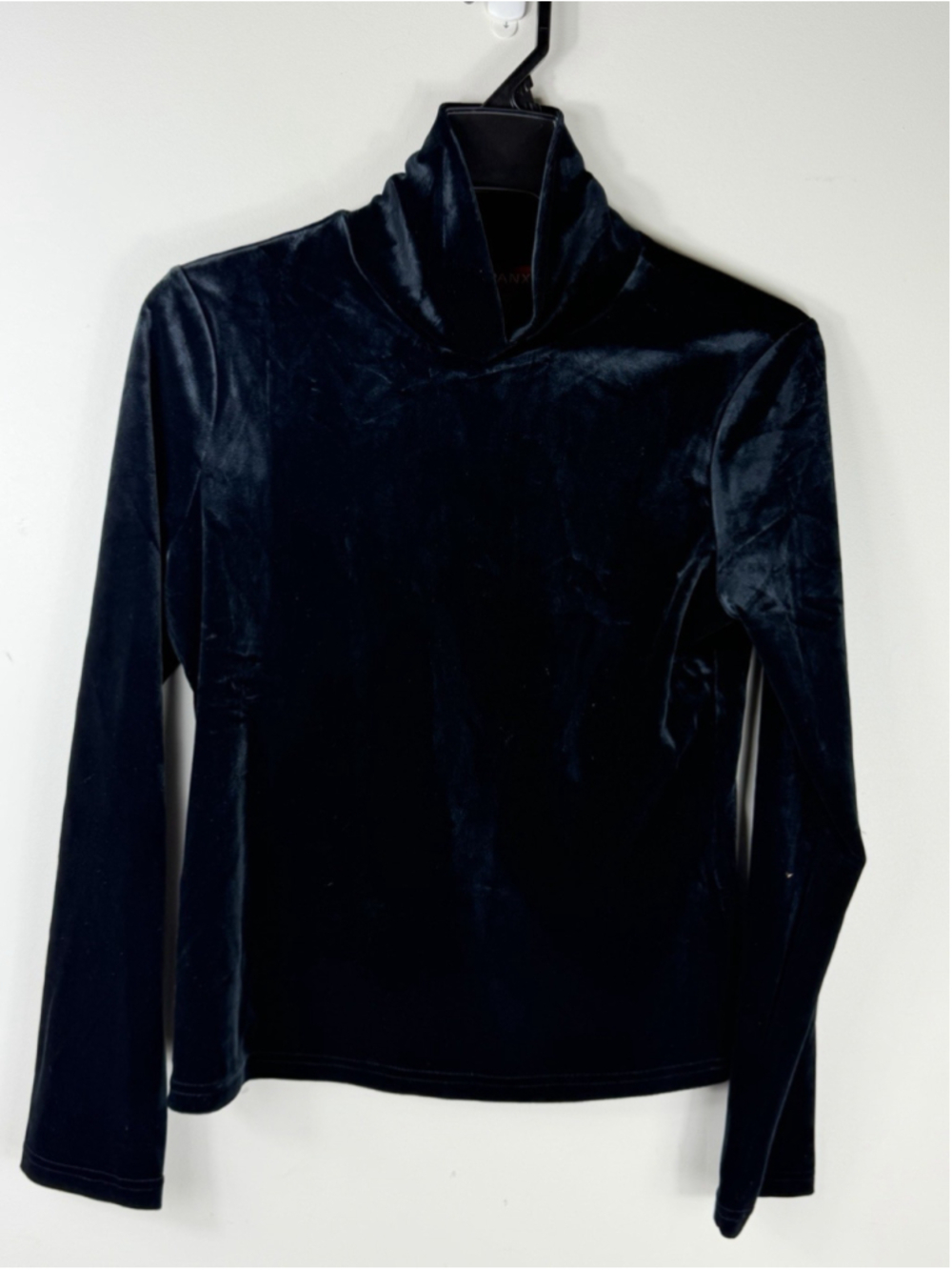 spanx velvet turtleneck black velvet top size S
